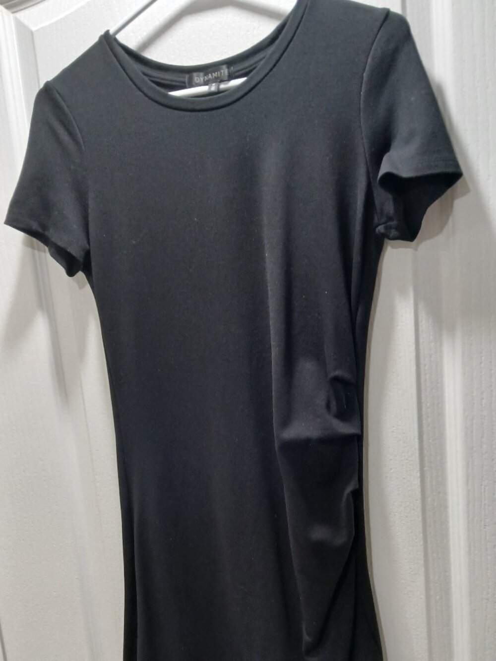 Black DYNAMITE Short Sleeve Ruched Dress, Medium, Good Condition